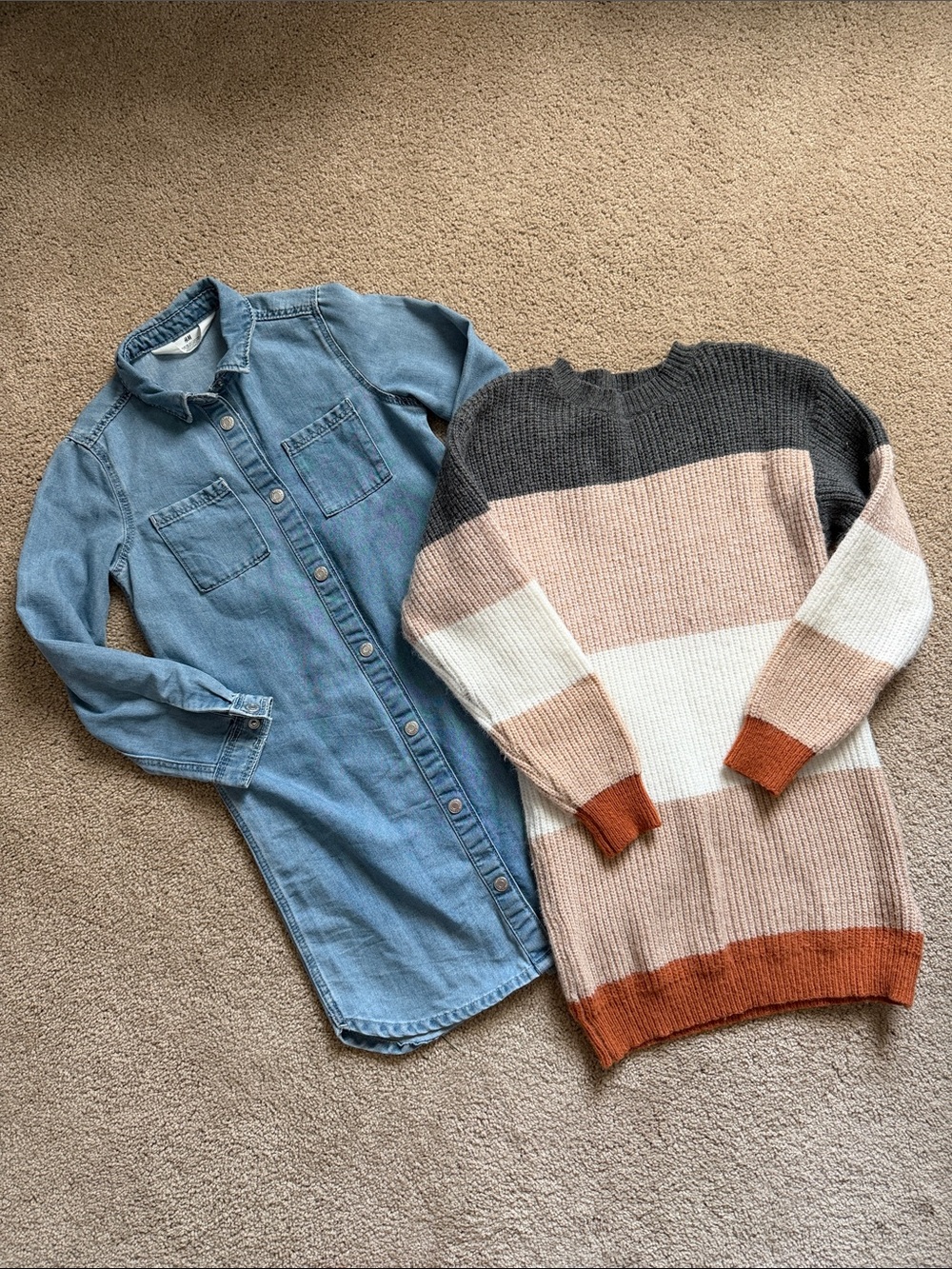 Girl’s Dress Lot - chambray and sweater Size 7-8